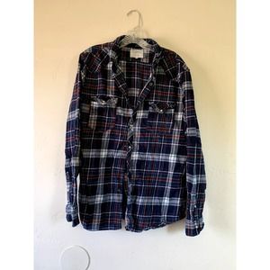 Primark multicolor plaid thin flannel with pearl snaps button down shirt size XL